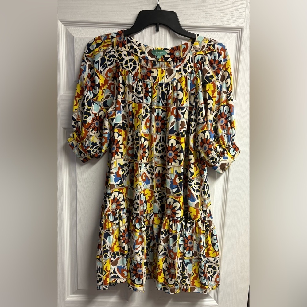 Juniper Anthropologie Floral 100% Silk Dress Size Small